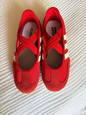adidas Red and White Mary Jane Sneakers